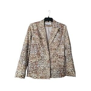 Women's Size XL Badgley Mishka American Glamoue Blazer Neutral Print READ